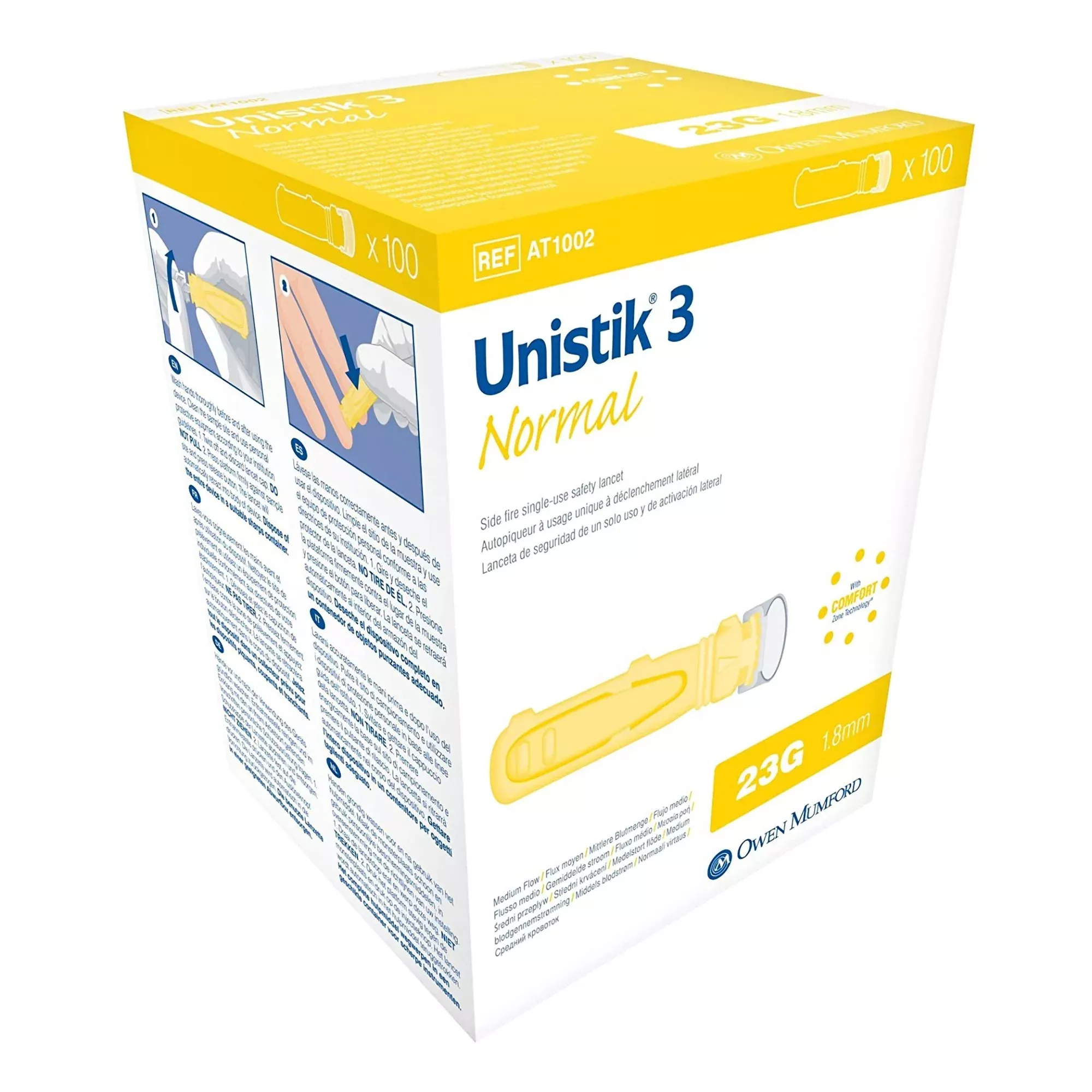 Unistik 3 Normal Safety Lancet, 1 Box of 100