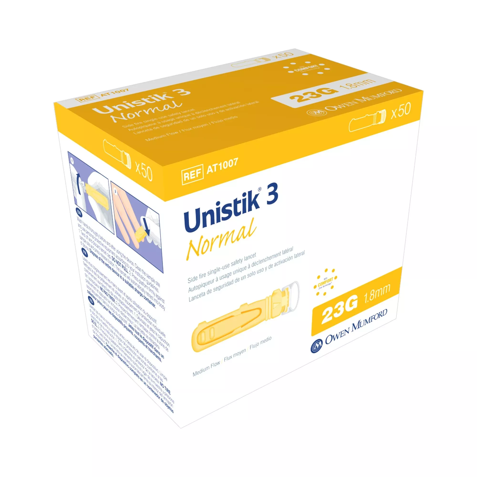 Unistik 3 Normal Safety Lancet, 1 Box of 50