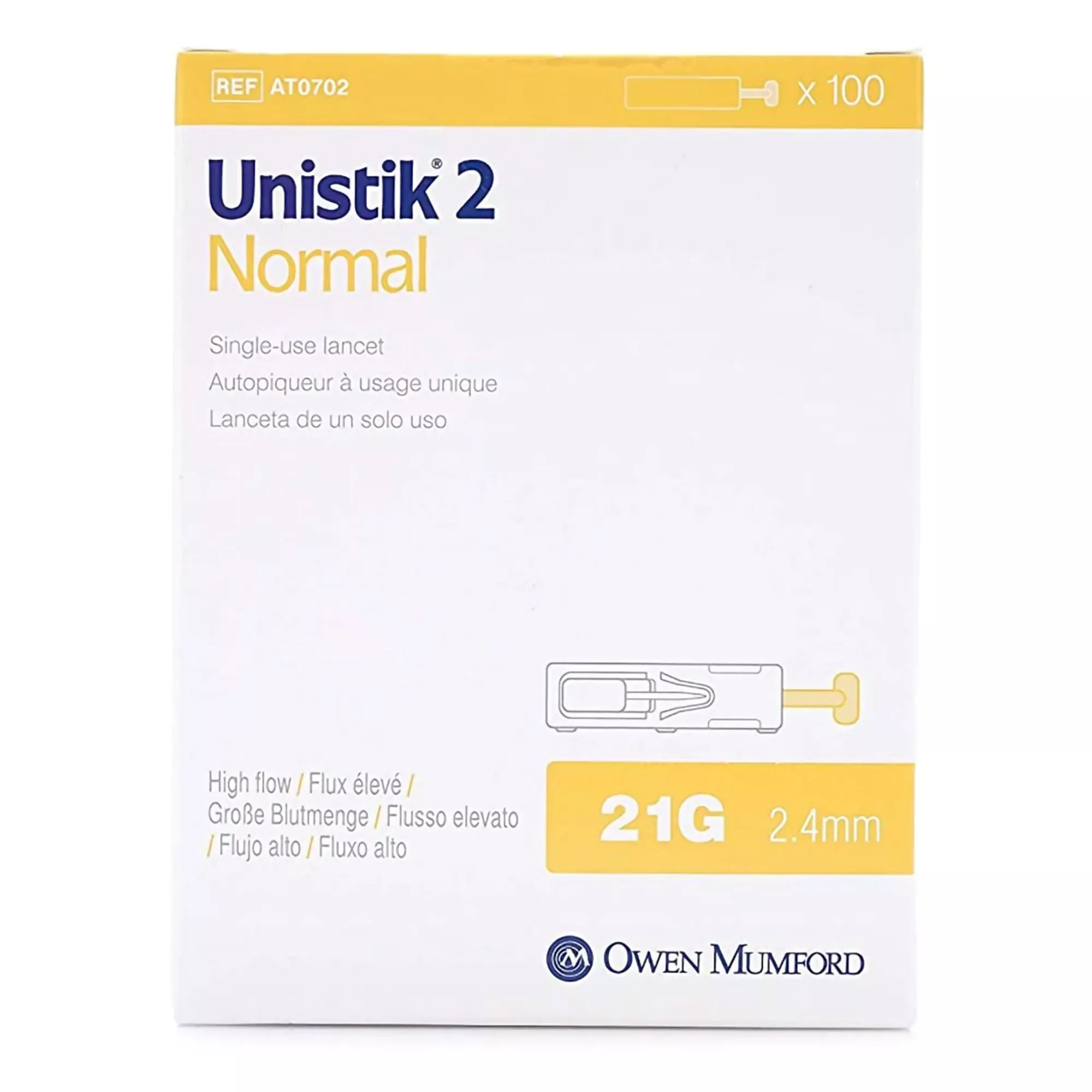 Unistik Normal Flow Lancet, 23 Gauge, 1 Box of 100