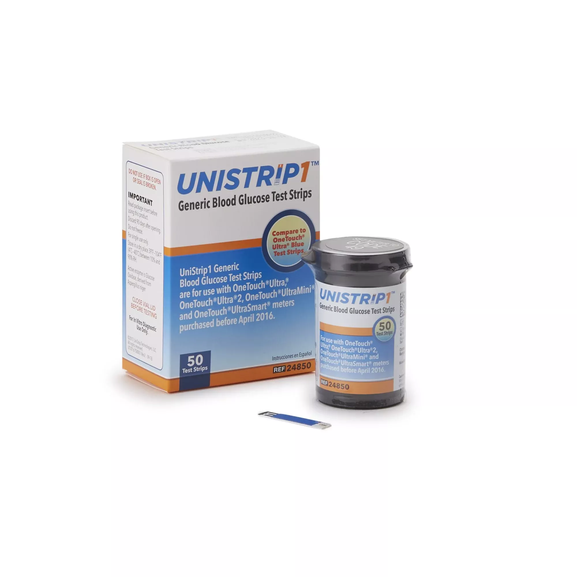 Unistrip™ Blood Glucose Test Strips, 1 Case of 1200