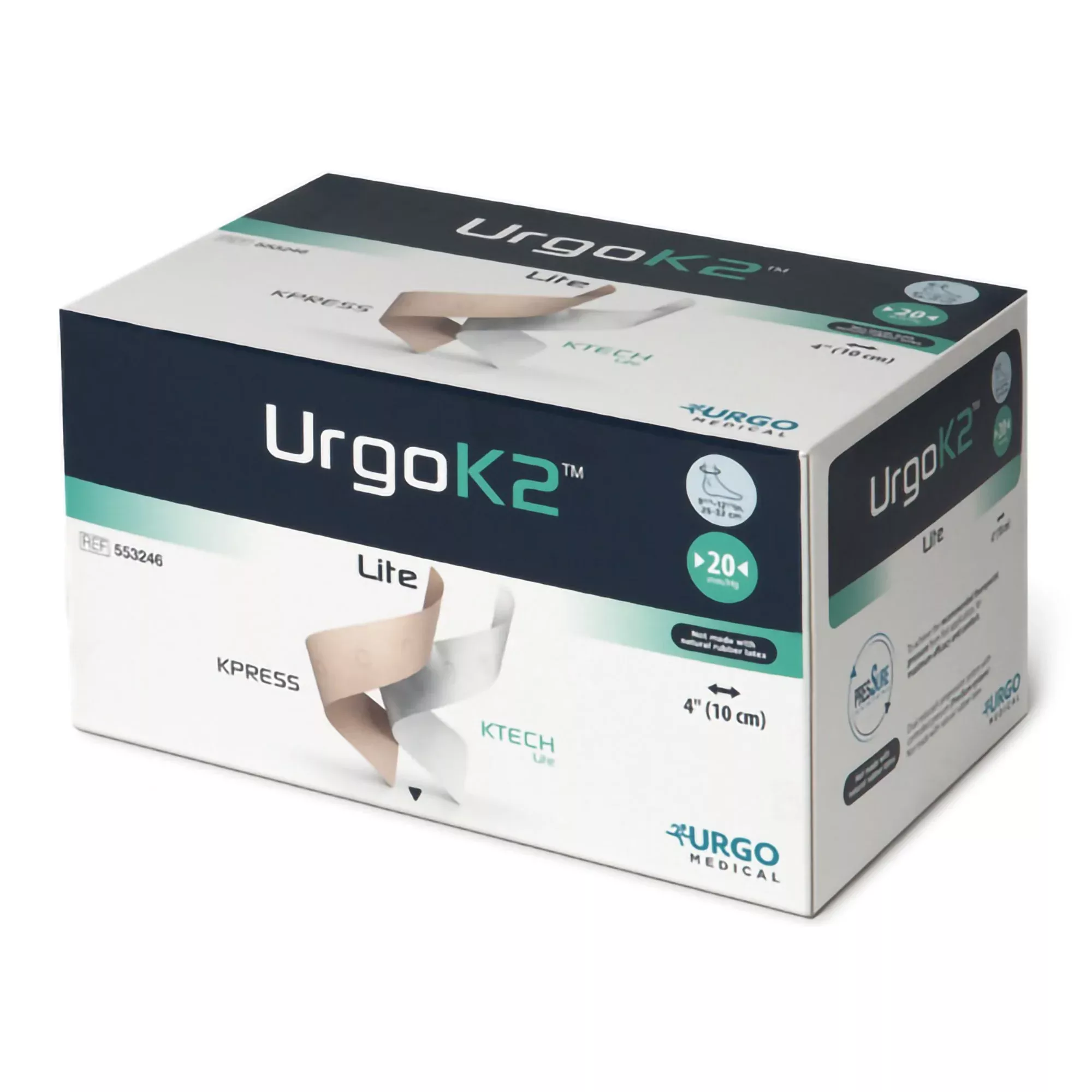 URGOK2™ Lite Self-adherent Closure 2 Layer Compression Bandage System, 4 X 9-3/4 X 12-1/2 Inch, 1 Each