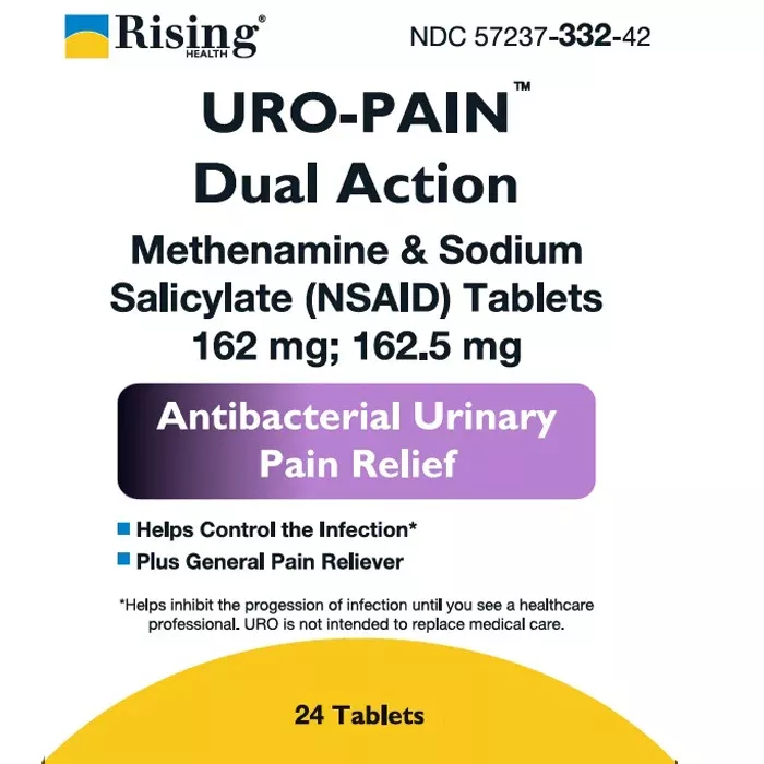 Uro-Pain Antibacterial Urinary Pain Relief Medicine, Methenamine and Sodium Salicylate Tablets, 24 Count