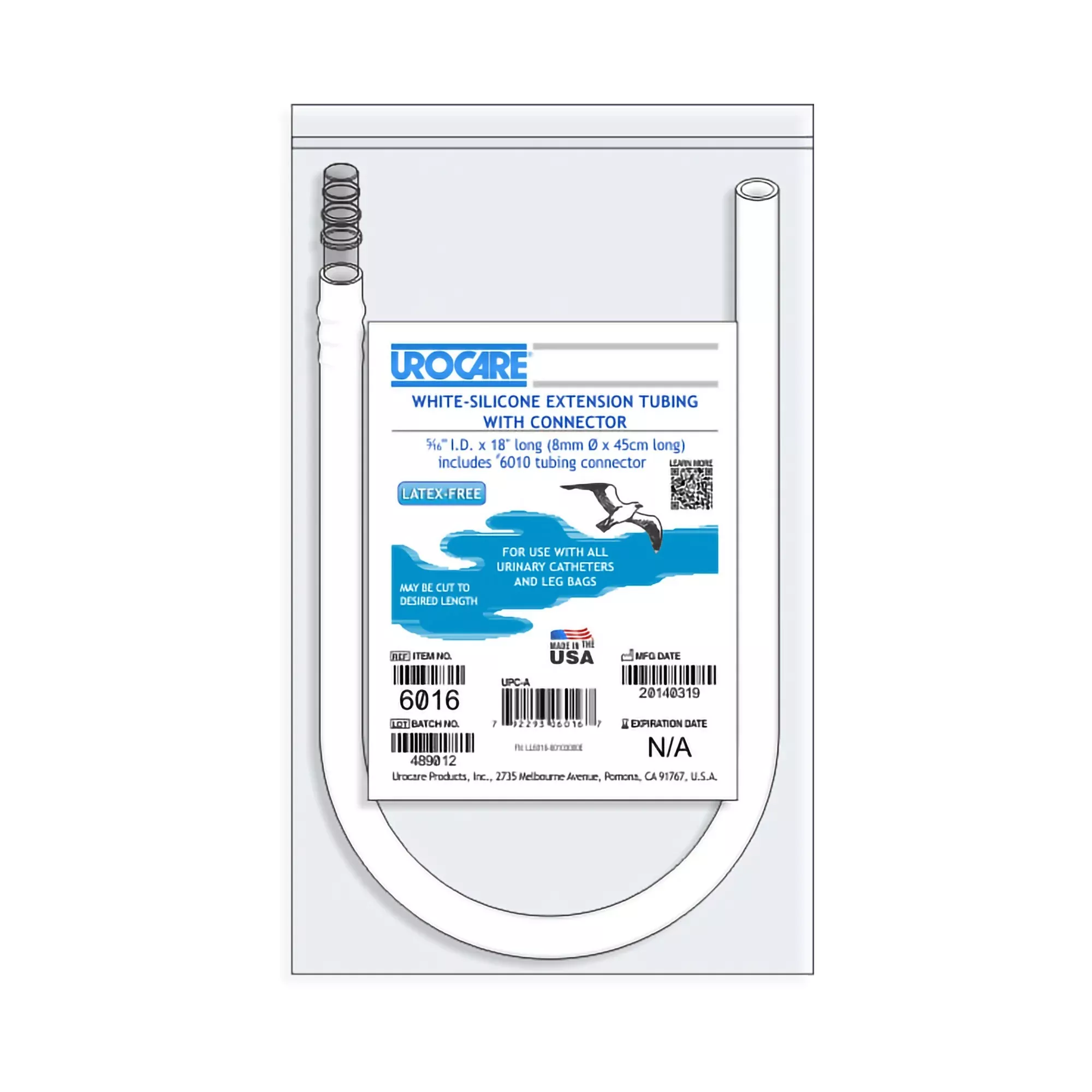 Urocare Extension Tube, White Silicone, 1 Each