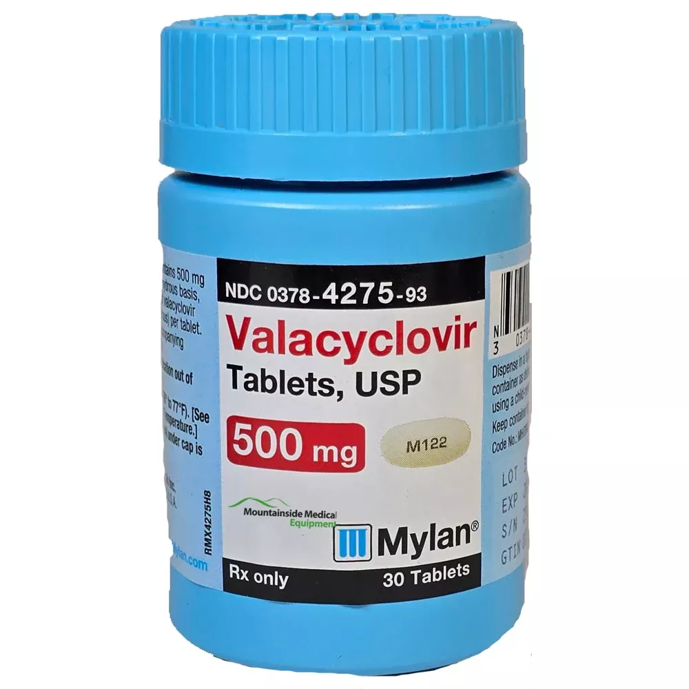 Valacyclovir Tablets 500 mg Dosage Antiviral Medication 30 Count (RX)