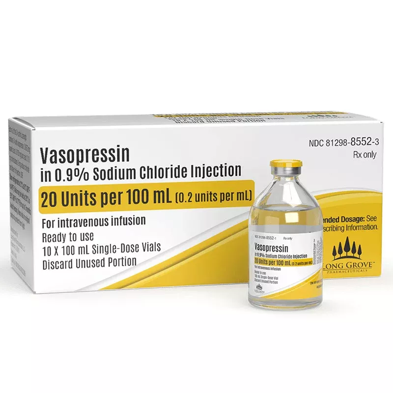 Vasopressin in 0.9% Sodium Chloride Injection Vials, 20 Units Per 100 mL, 10/Box (RX)