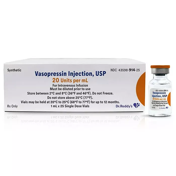 Vasopressin Injection 20 Units Per mL, Single-Dose Vials 1 mL x 10/Box (RX)