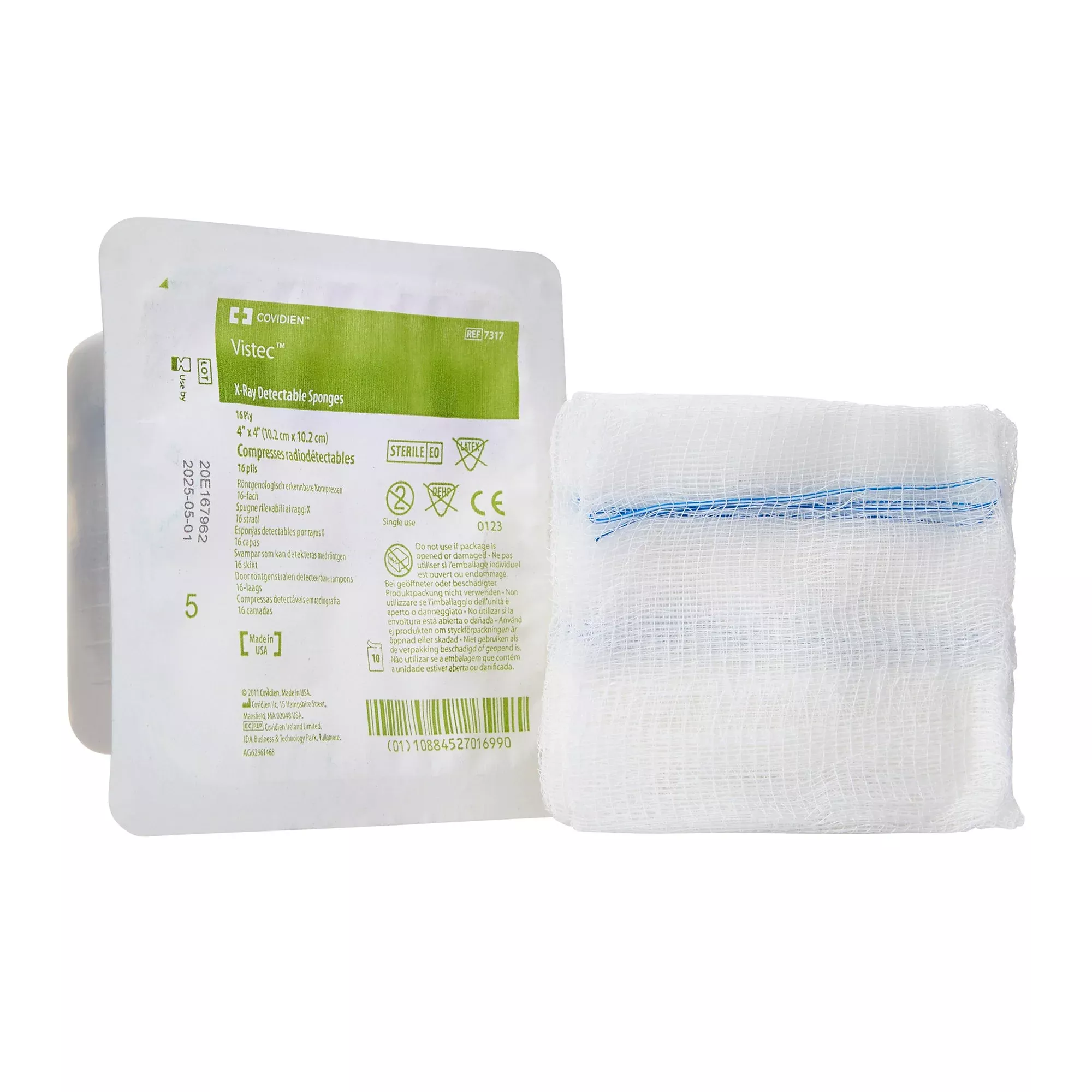 Visitec™ Sterile USP Type VII X-Ray Detectable Gauze Sponge, 4 x 4 Inch, 1 Tray of 10