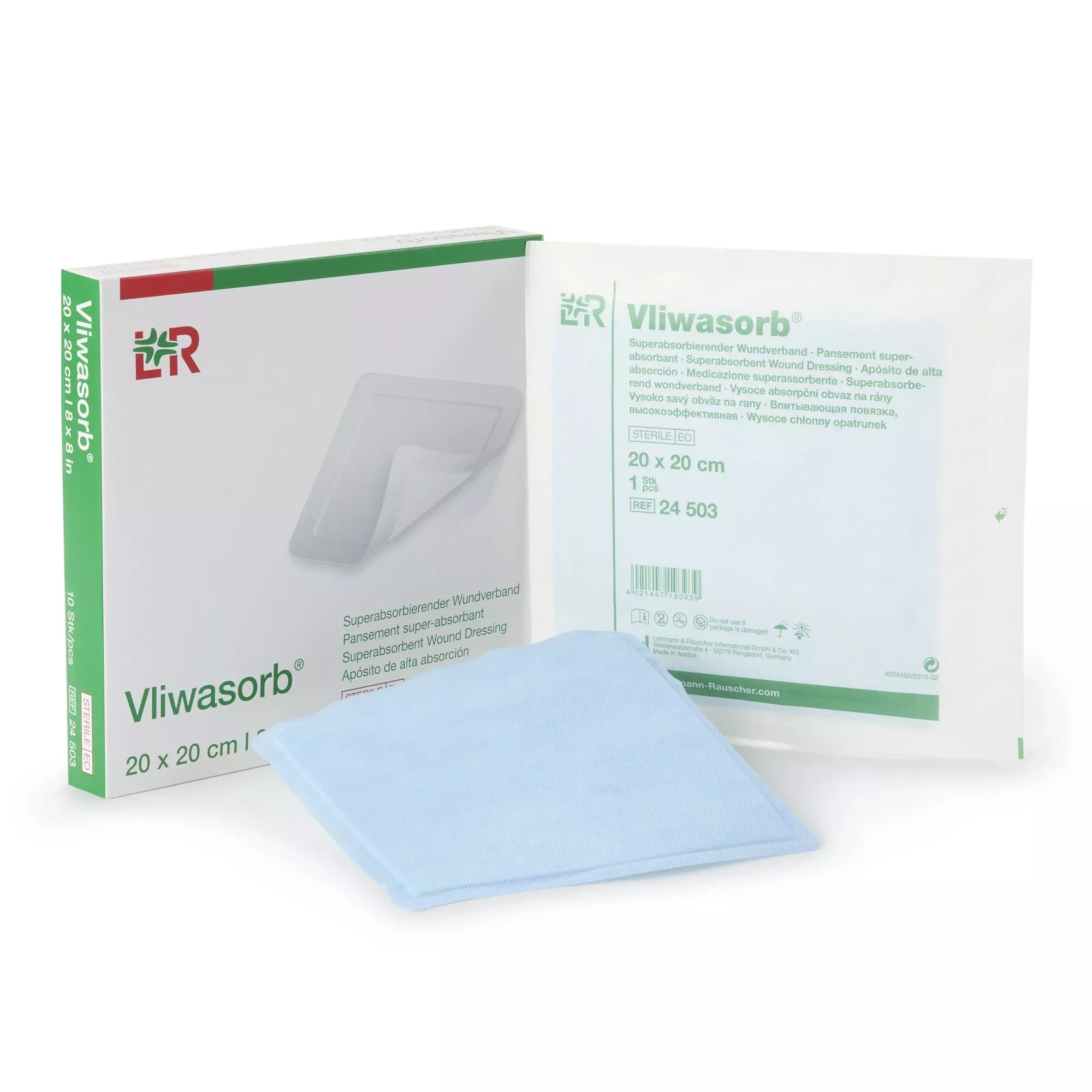 Vliwasorb Superabsorbent Wound Dressing, 8 x 8 Inch, 1 Box of 10