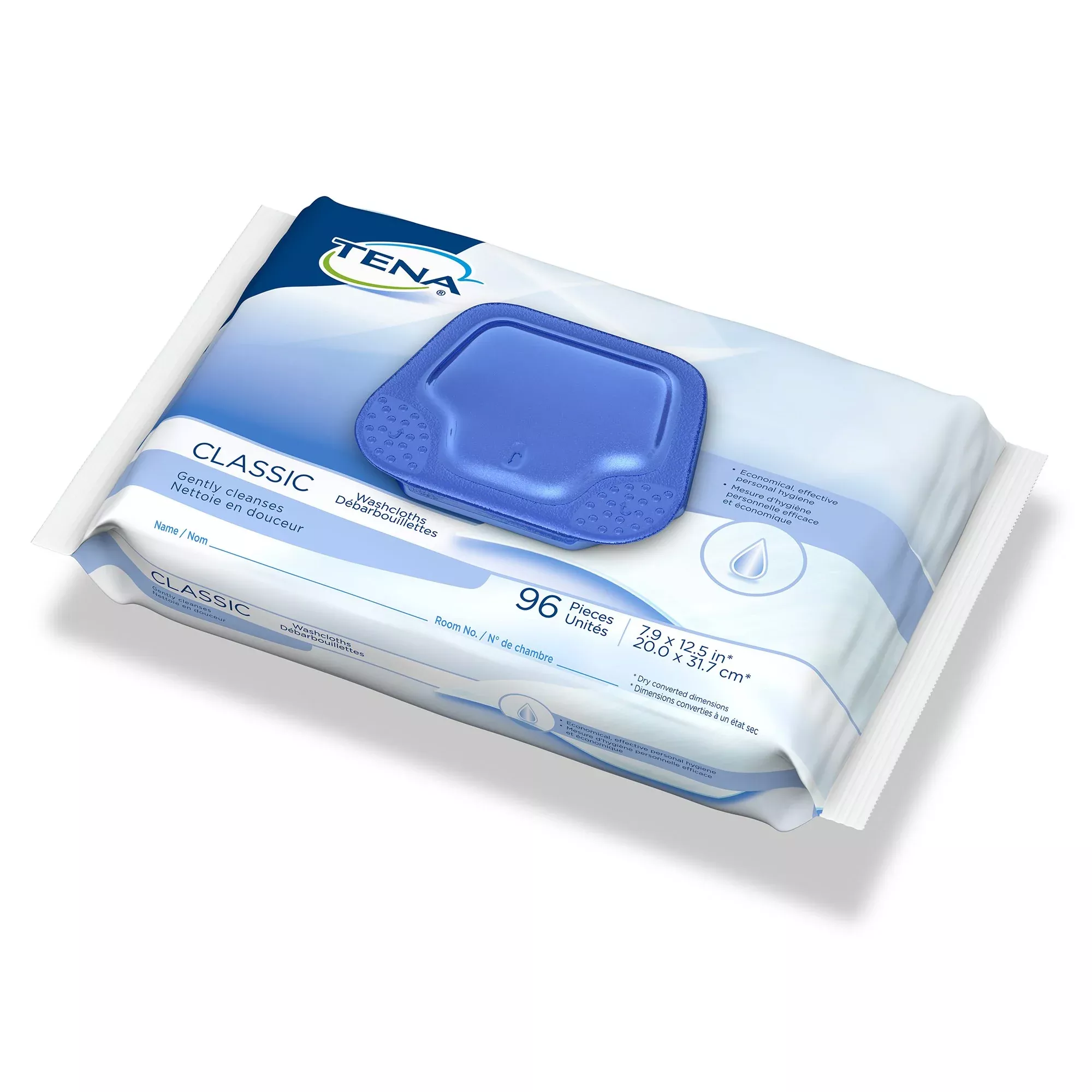 WASHCLOTH, WET CLASSIC TENA DISP (96/BG 6BG/CS)
