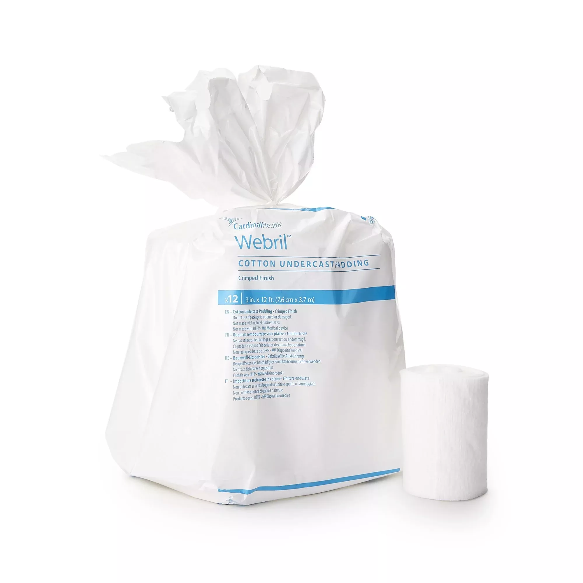 Webril Undercast Cotton Cast Padding, Nonsterile, 6 Inch x 4 Yard, 1 Case of 36