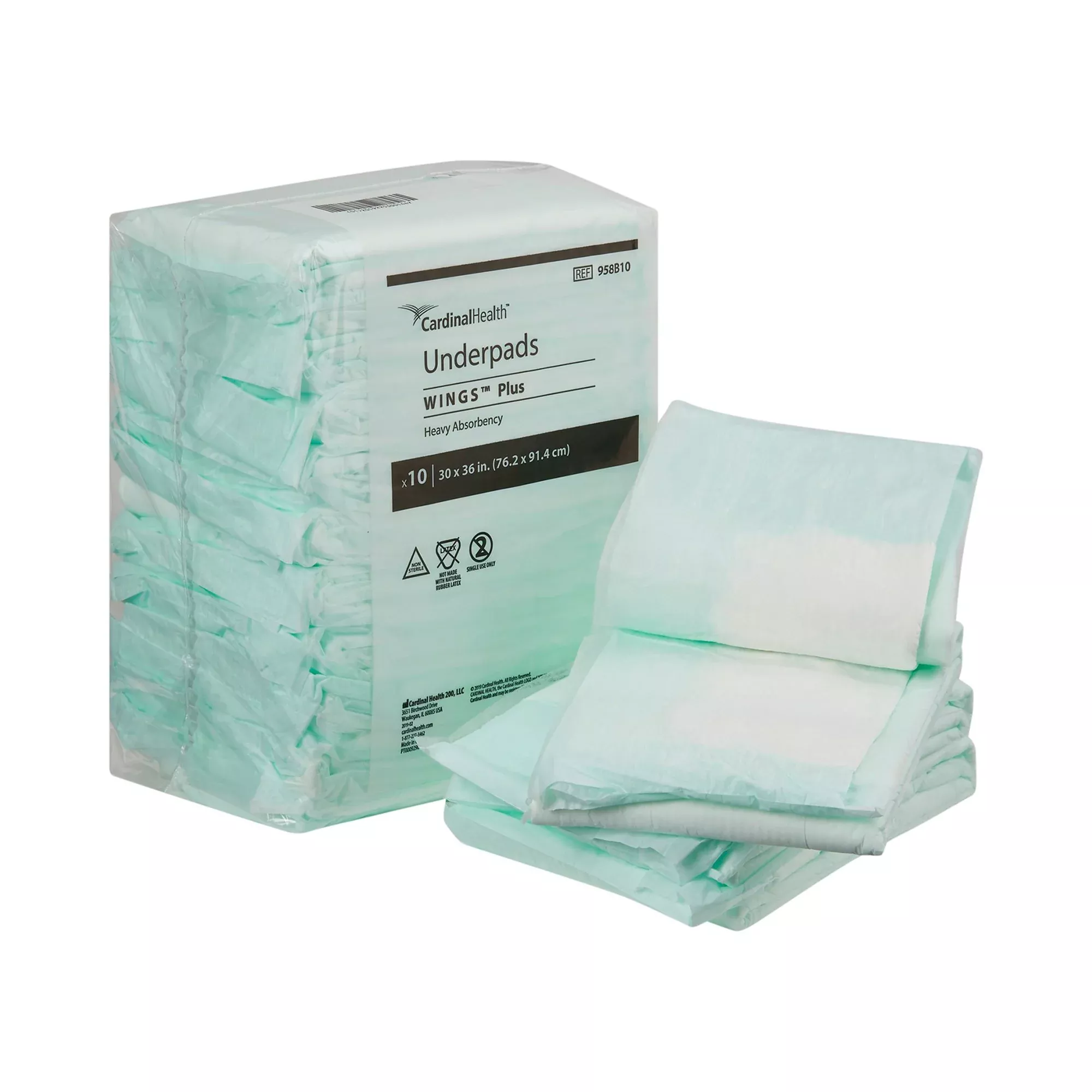 Wings™ Plus Heavy Absorbency Underpads, 30 X 36 Inch, 1 Case of 5