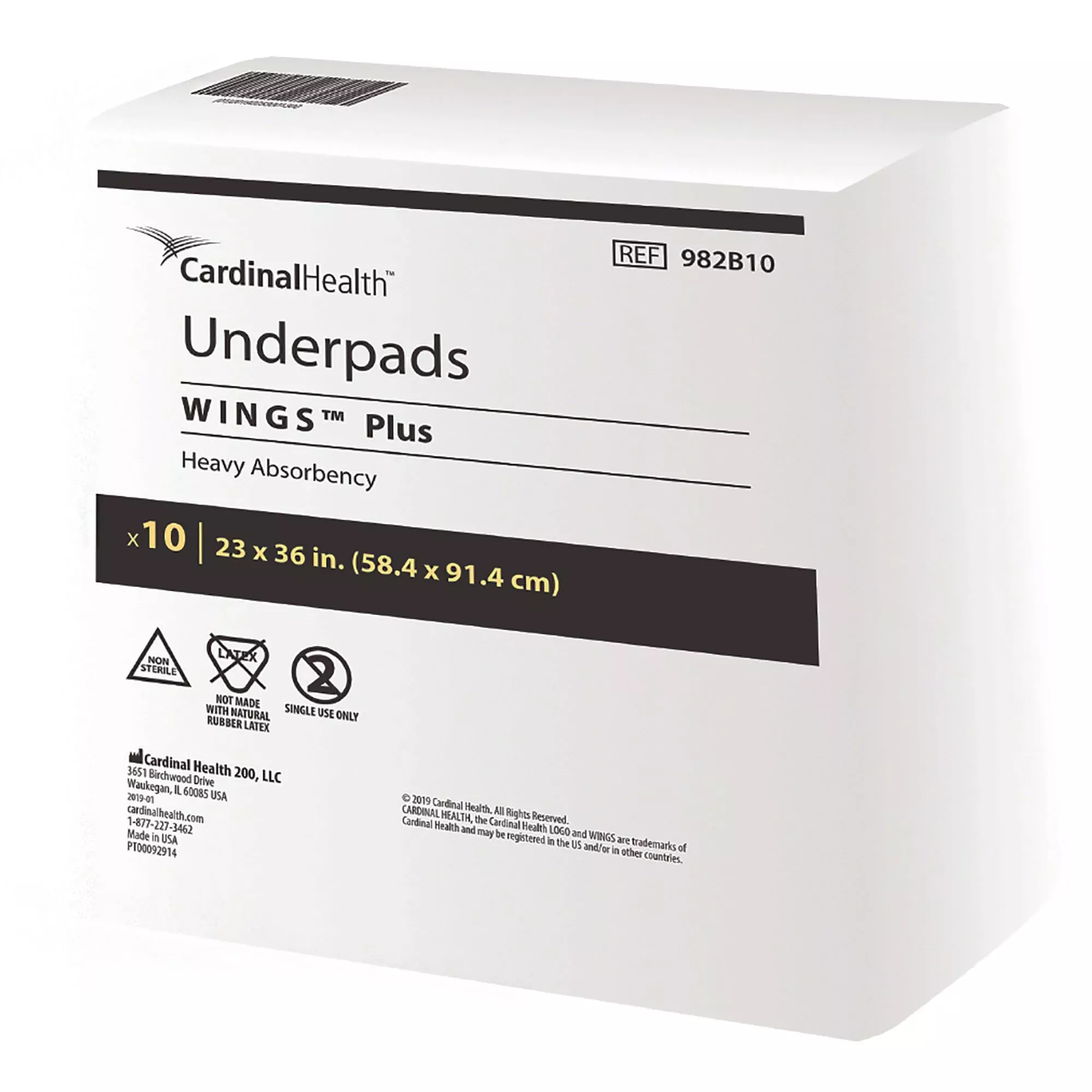 Wings Plus Underpads, Disposable, Heavy Absorbency, Beige, 23 X 36 Inch, 1 Bag of 10