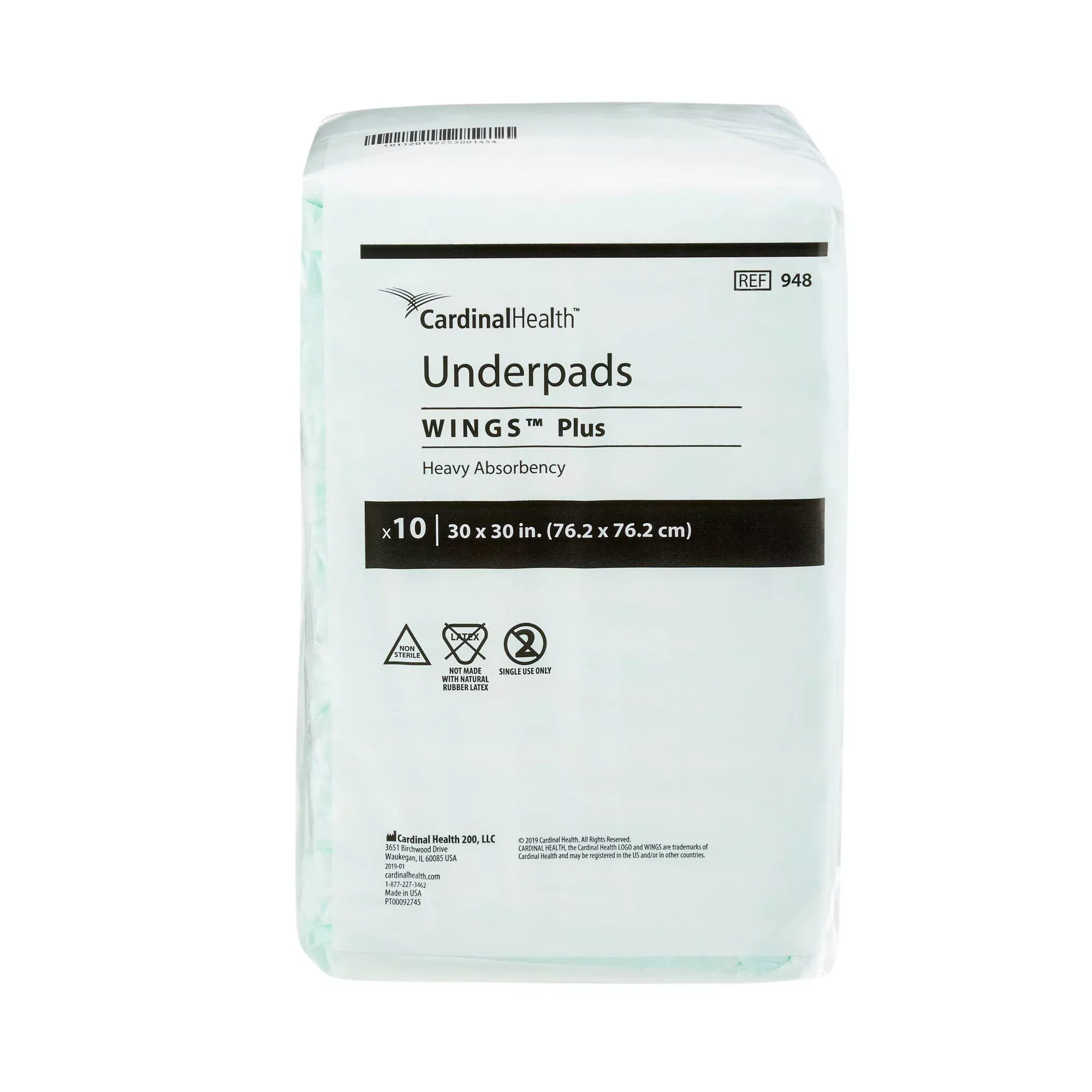 Wings Plus Underpads, Disposable, Heavy Absorbency, Beige, 30 X 30 Inch, 1 Case of 100