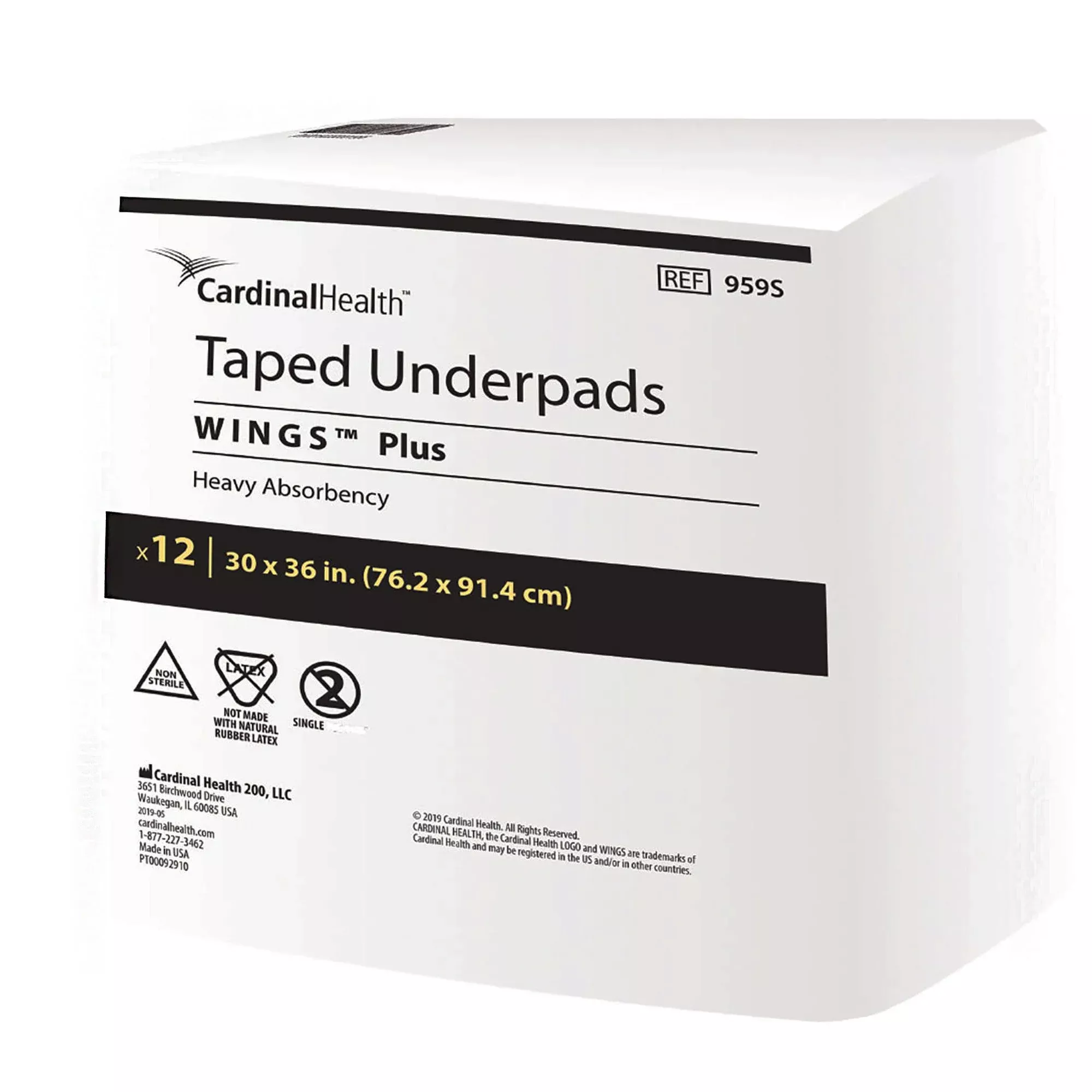 Wings™ Specialty Heavy Absorbency Underpad, 30 x 36 Inch, 1 Case of 96