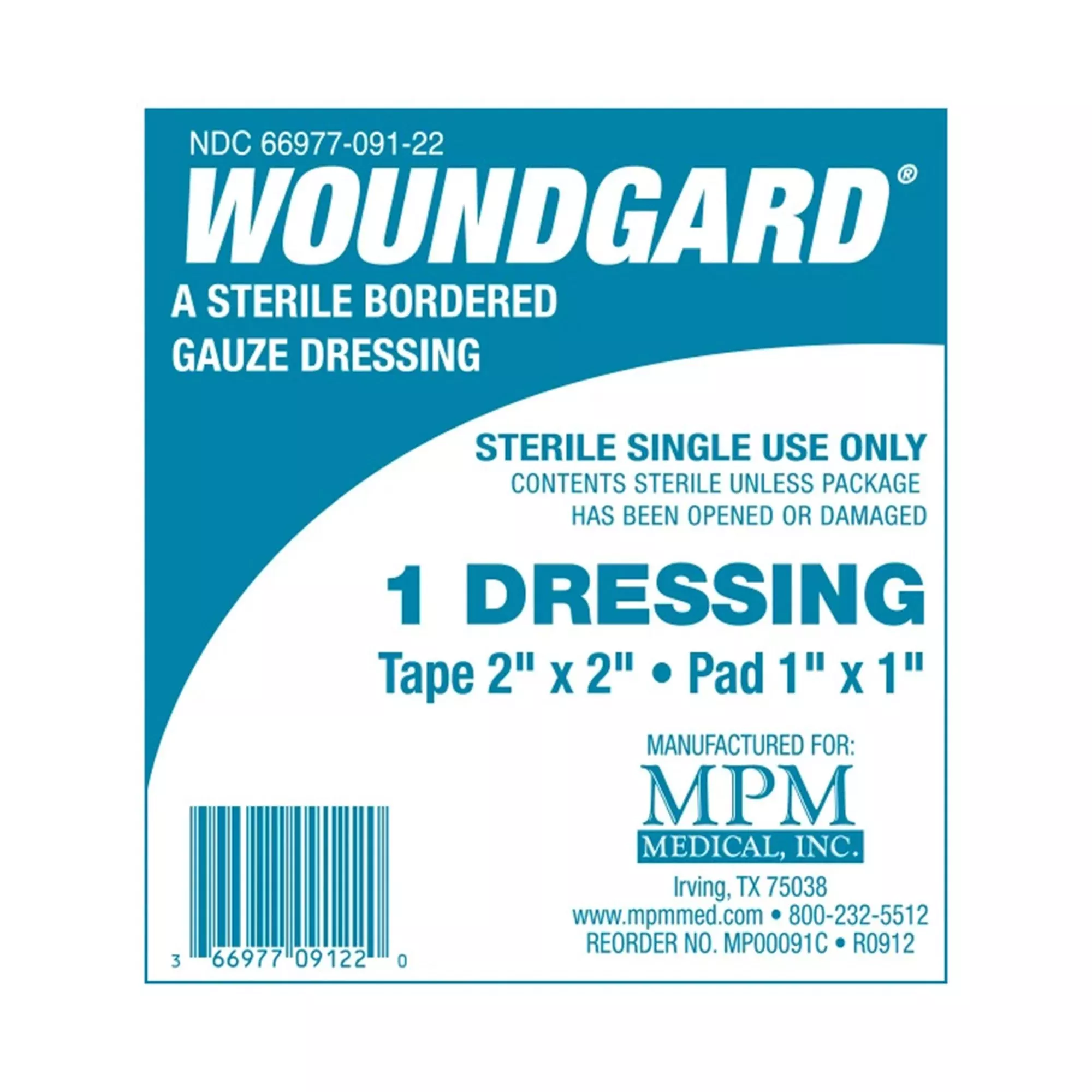 WoundGard White Adhesive Dressing, 2 x 2 Inch, 1 Bag of 30