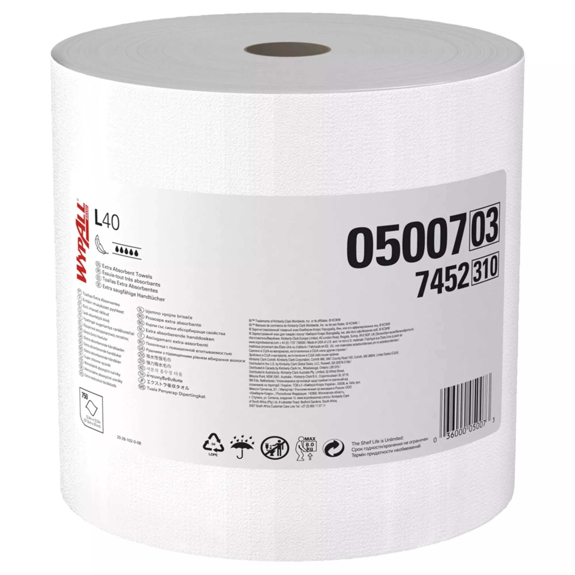 WypAll L40 Towels, Jumbo Roll, 1 Case