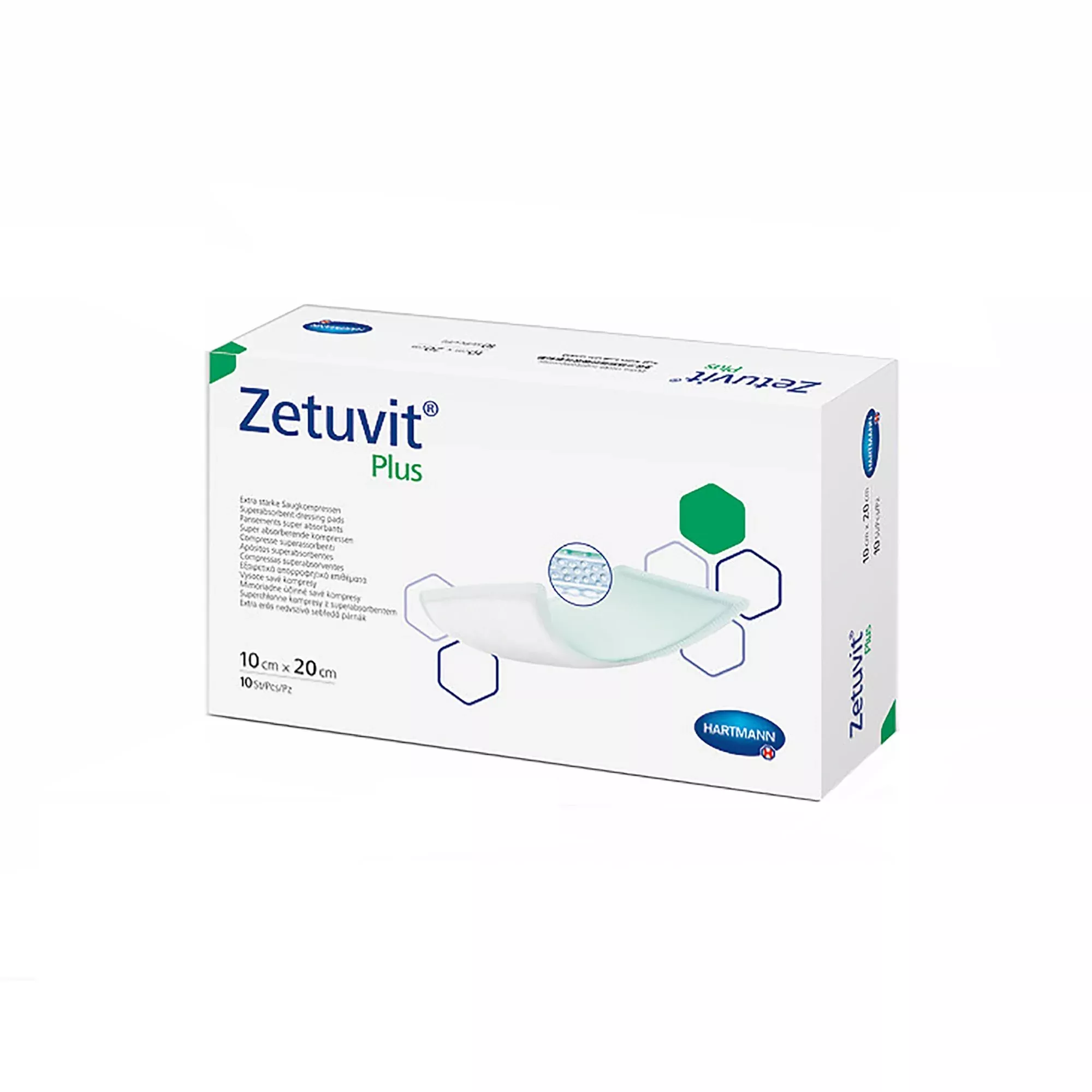 Zetuvit Plus Sterile Superabsorbent Dressing, 4 x 8 Inch, 1 Box of 10