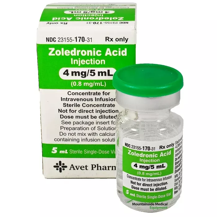 Zoledronic Acid Injection 4 mg/ 5 mL (0.8 mg/mL) Single-Dose Vial 5 mL (Rx)