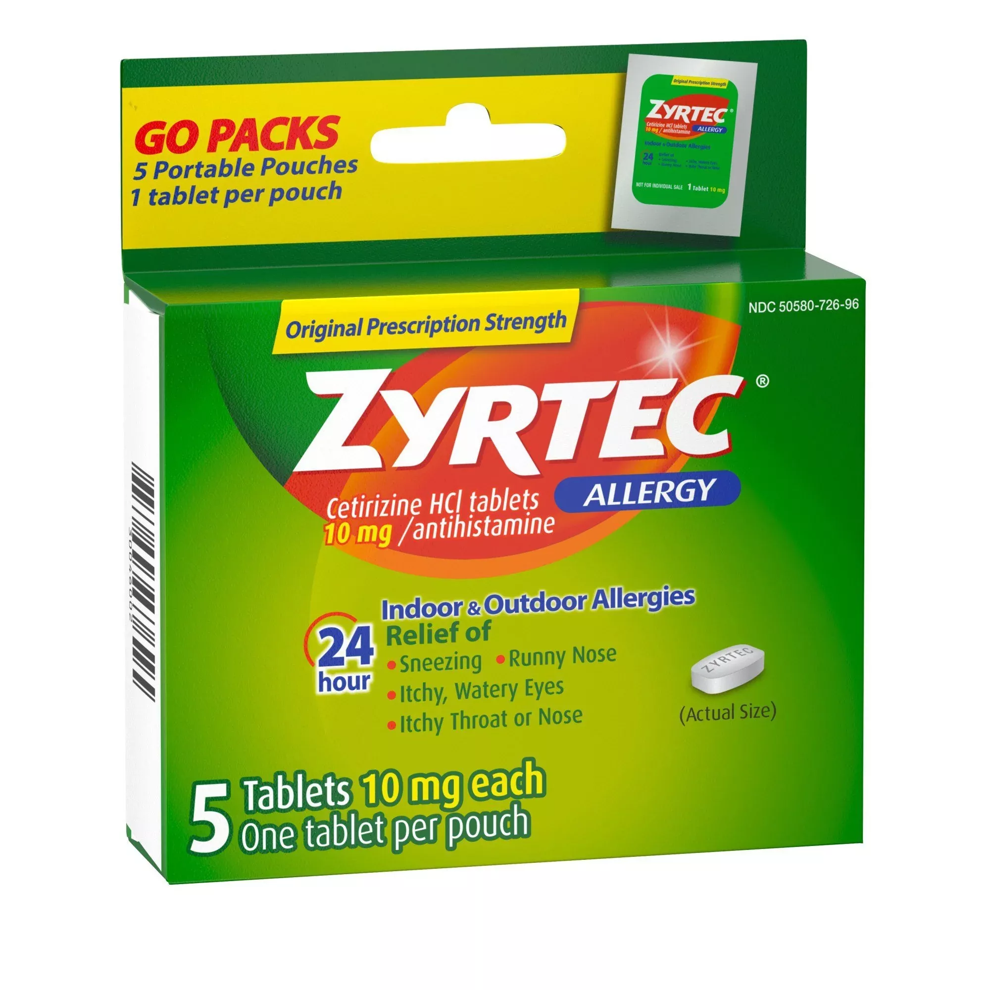 Zyrtec Cetirizine Allergy Relief, 1 Box